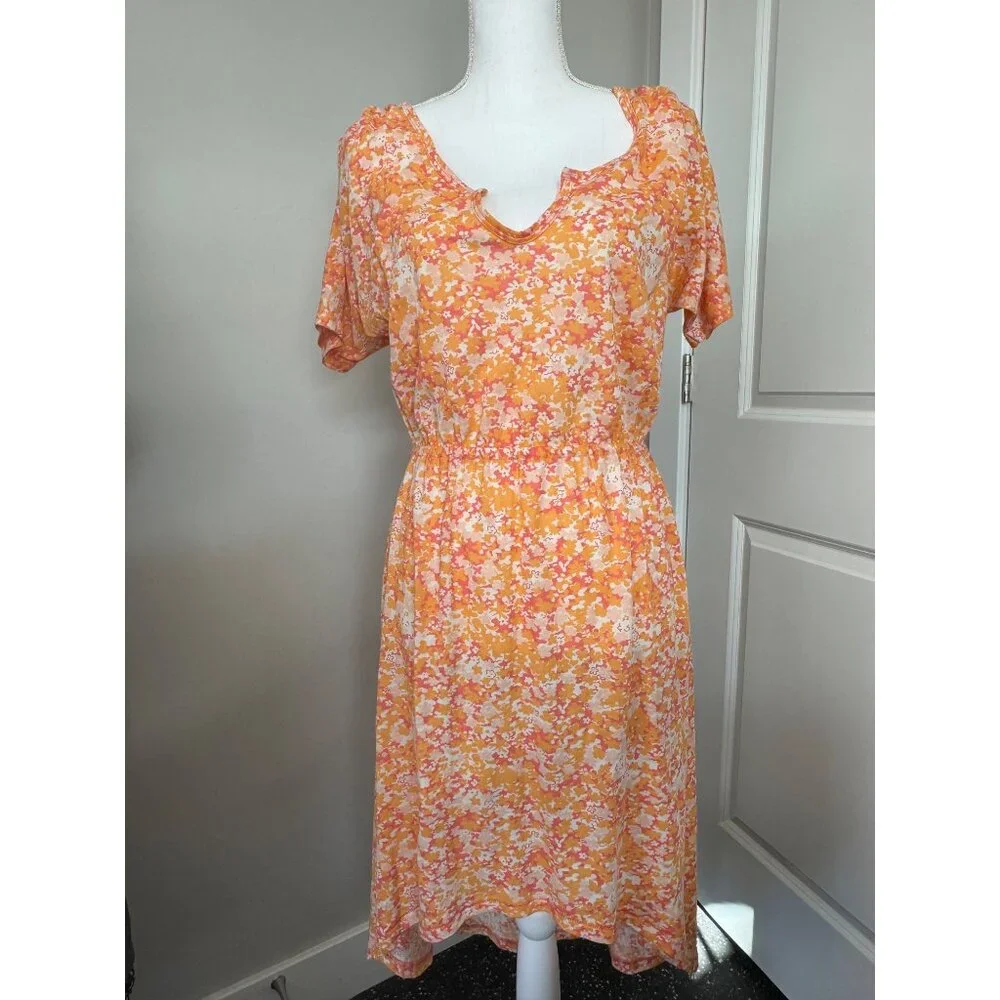 Alternative Flutter-Sleeve Flamingo Ditzy Print V-Neck Elastic Waist Dress Women - Picture 2 of 13